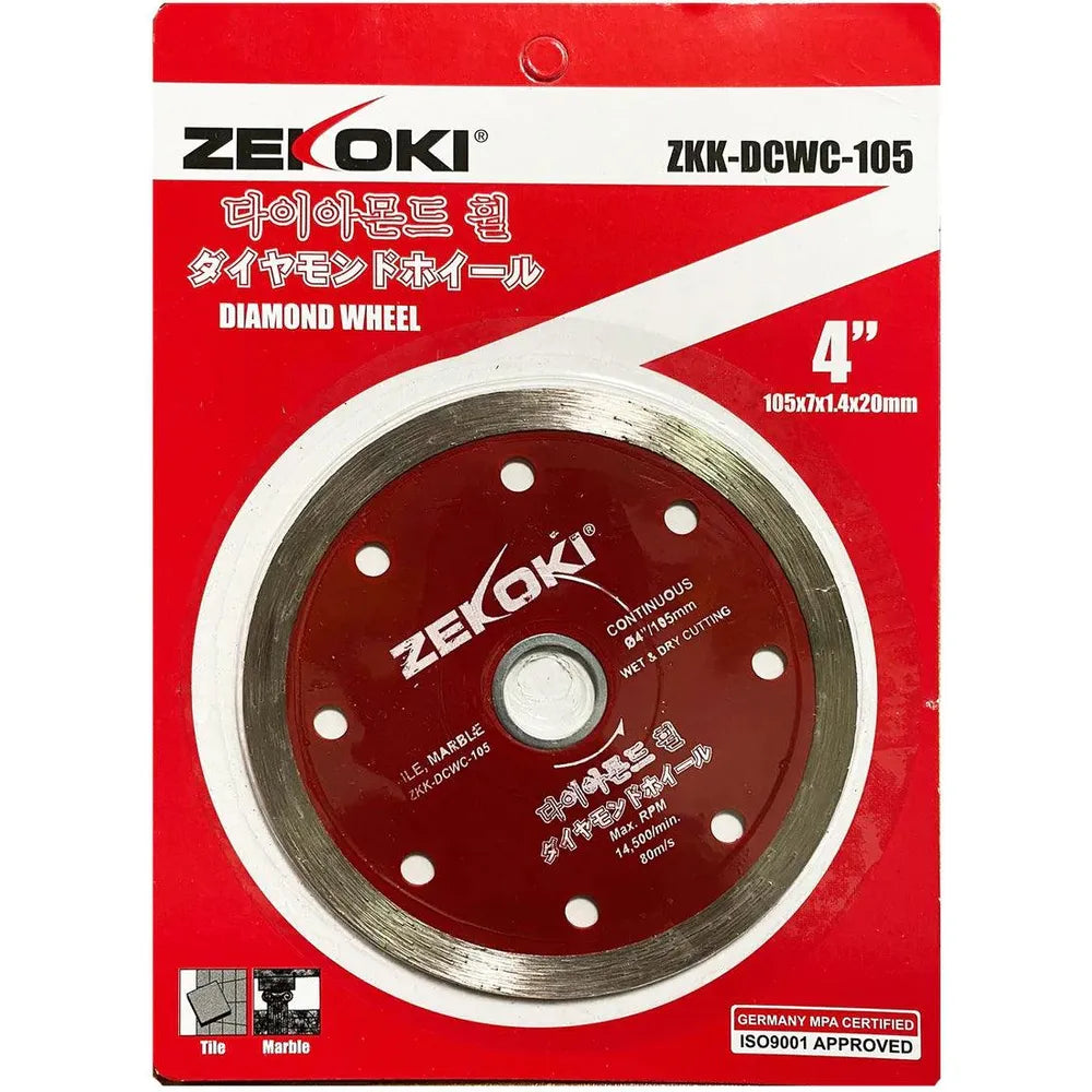 Zekoki ZKK-DCWC-105 Diamond Cut Off Wheel 4" Continuous - KHM Megatools Corp.