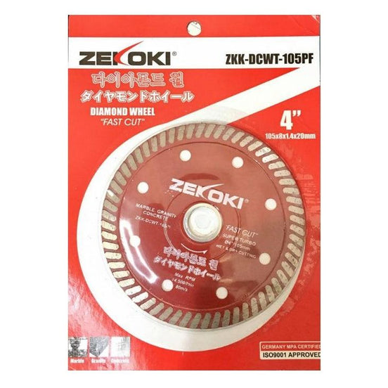 Zekoki ZKK-DCWT-105PF Diamond Cut Off Wheel 4" Fast Cut Super Turbo