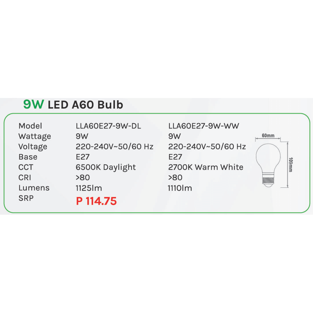 Omni 9W LED A60 Light Bulb E27