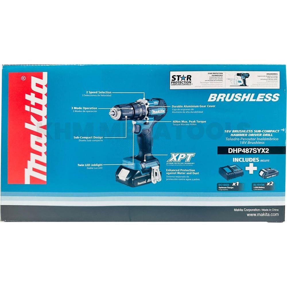 Makita DHP487SYX2 18V Cordless Hammer Drill 13mm 40Nm (LXT) [Kit