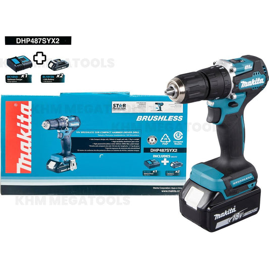 Makita DHP487SYX2 18V Cordless Hammer Drill  13mm 40Nm (LXT) [Kit] 1000