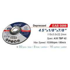 Patta EAB 0099 Depressed Cut Off Wheel 4-1/2" | Patta by KHM Megatools Corp.