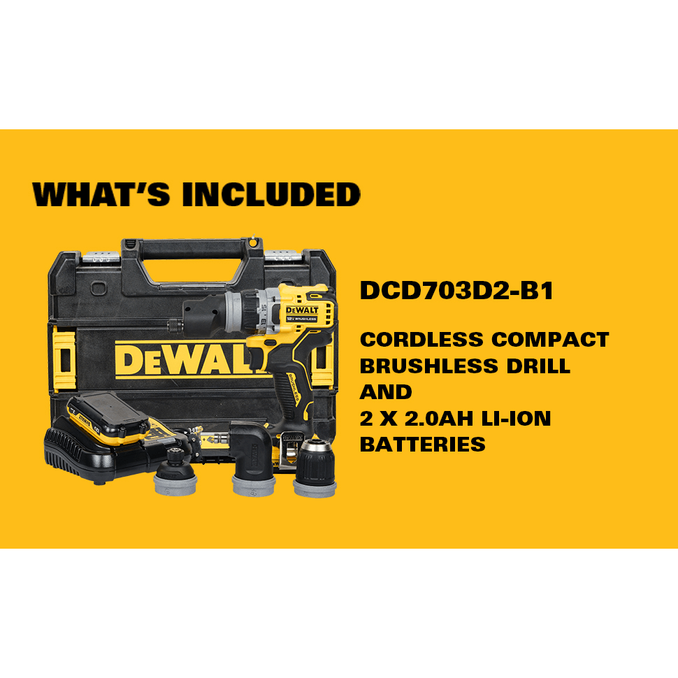 Dewalt DCD703D2 Brushless Cordless Drill / Driver (5in1 Multi Head) [Kit] - KHM Megatools Corp.