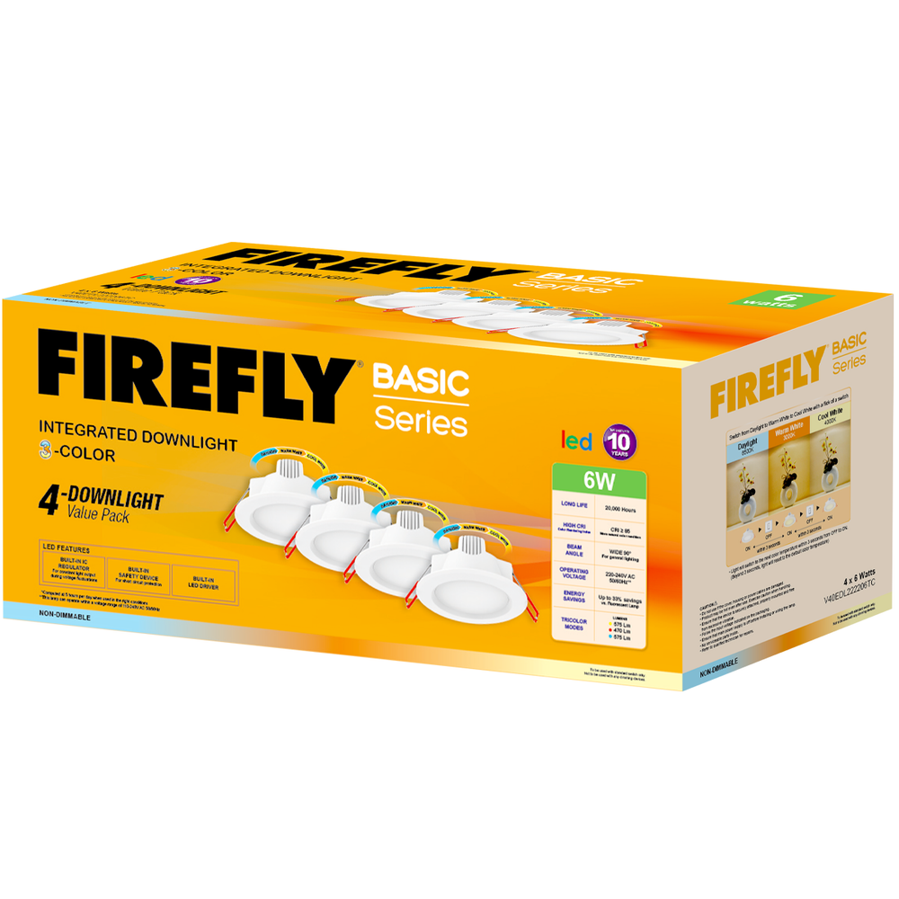 Firefly V40EDL22220 LED Downlight  3-color Integrated 4pcs. Value Pack | Firefly by KHM Megatools Corp.