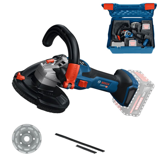 Bosch power tool with accessories on a white background