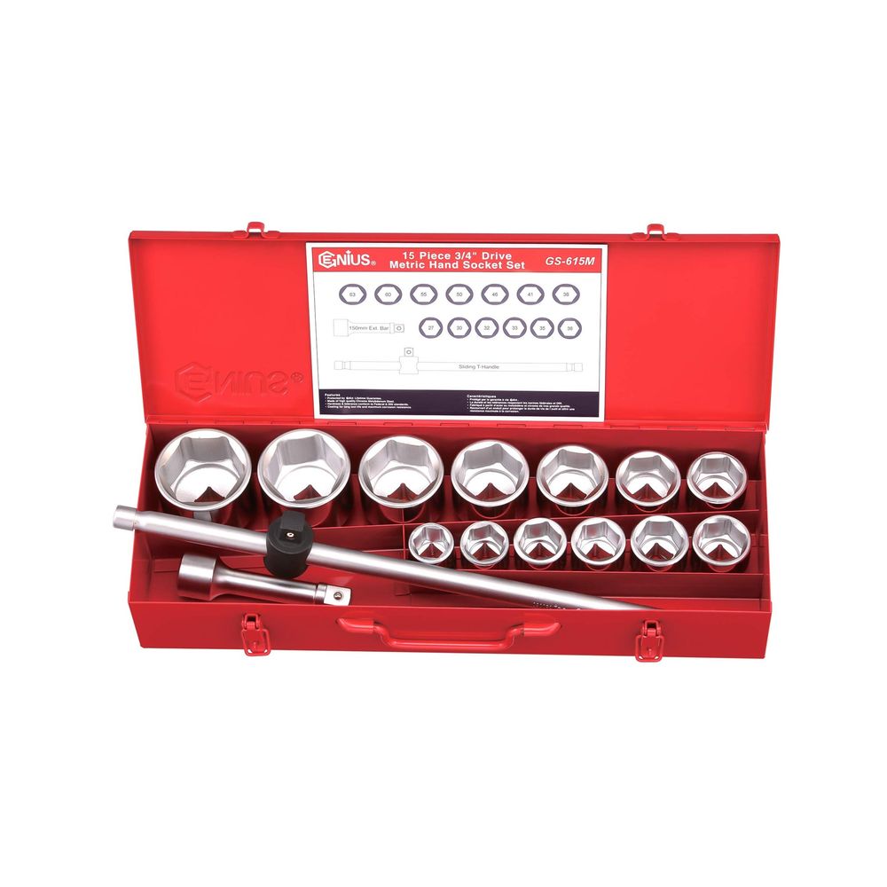 Genius GS-615M 3/4" Drive (27-63mm) Socket Wrench Set 15pcs
