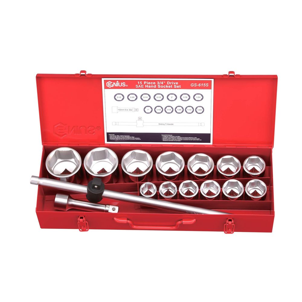 Genius GS-615S 3/4" Drive (1"-21/2") Socket Wrench Set 15pcs