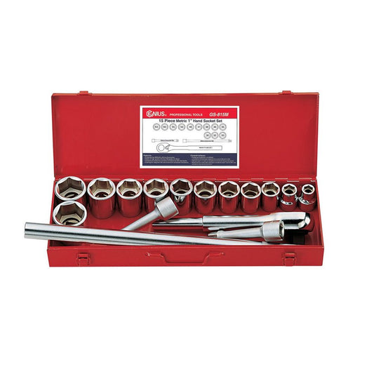 Genius GS-815M 1" Drive (30-63mm) Socket Wrench Set 15pcs | UT by KHM Megatools Corp.