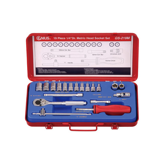 Genius GS-219M 1/4" Drive (3-12mm) Socket Wrench Set 19pcs | UT by KHM Megatools Corp.