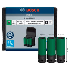 Bosch PRO Impact Socket Extra Deep Socket Wrench Set 3pcs (17,19,21mm)