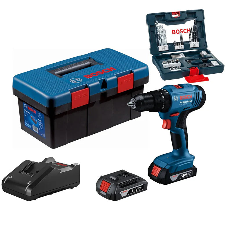 Bosch GSB 183 Cordless Impact Drill with 41pcs Accessory and Fisherman Toolbox (06019K91K2) | Bosch by KHM Megatools Corp.