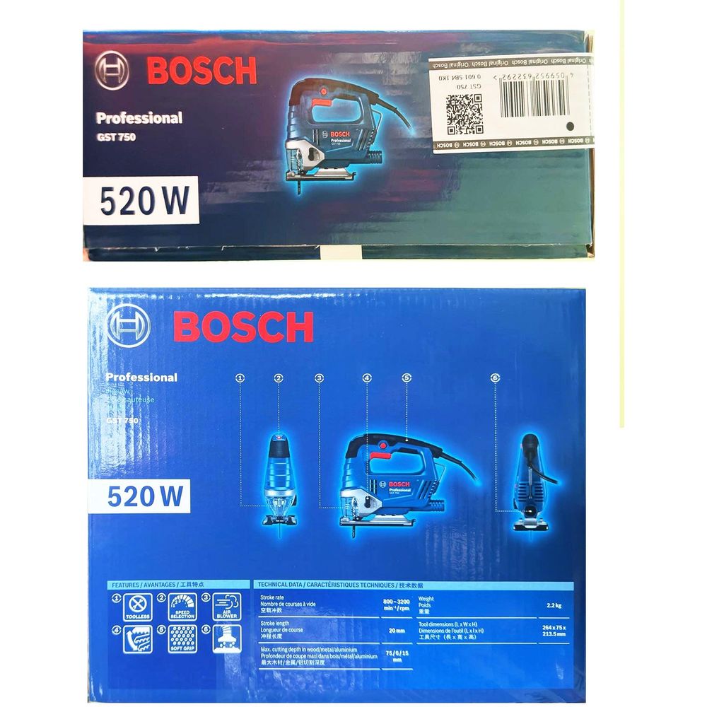 bosch gst 750 packaging carton box