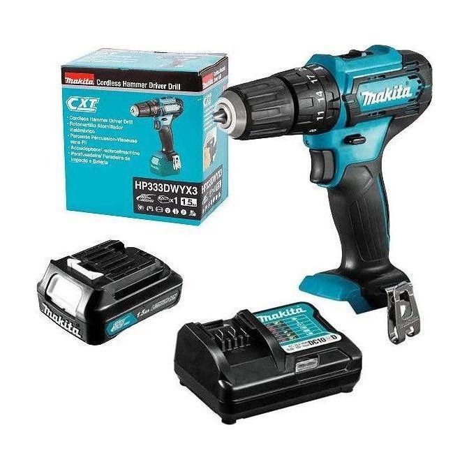 Makita HP333DWYX3 12V Cordless Hammer Drill 10mm (CXT) [Kit] - KHM Megatools Corp. Main image