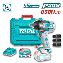 Total TIWLI2085 Brushless Cordless Impact Wrench 20V 850N.m (Kit)