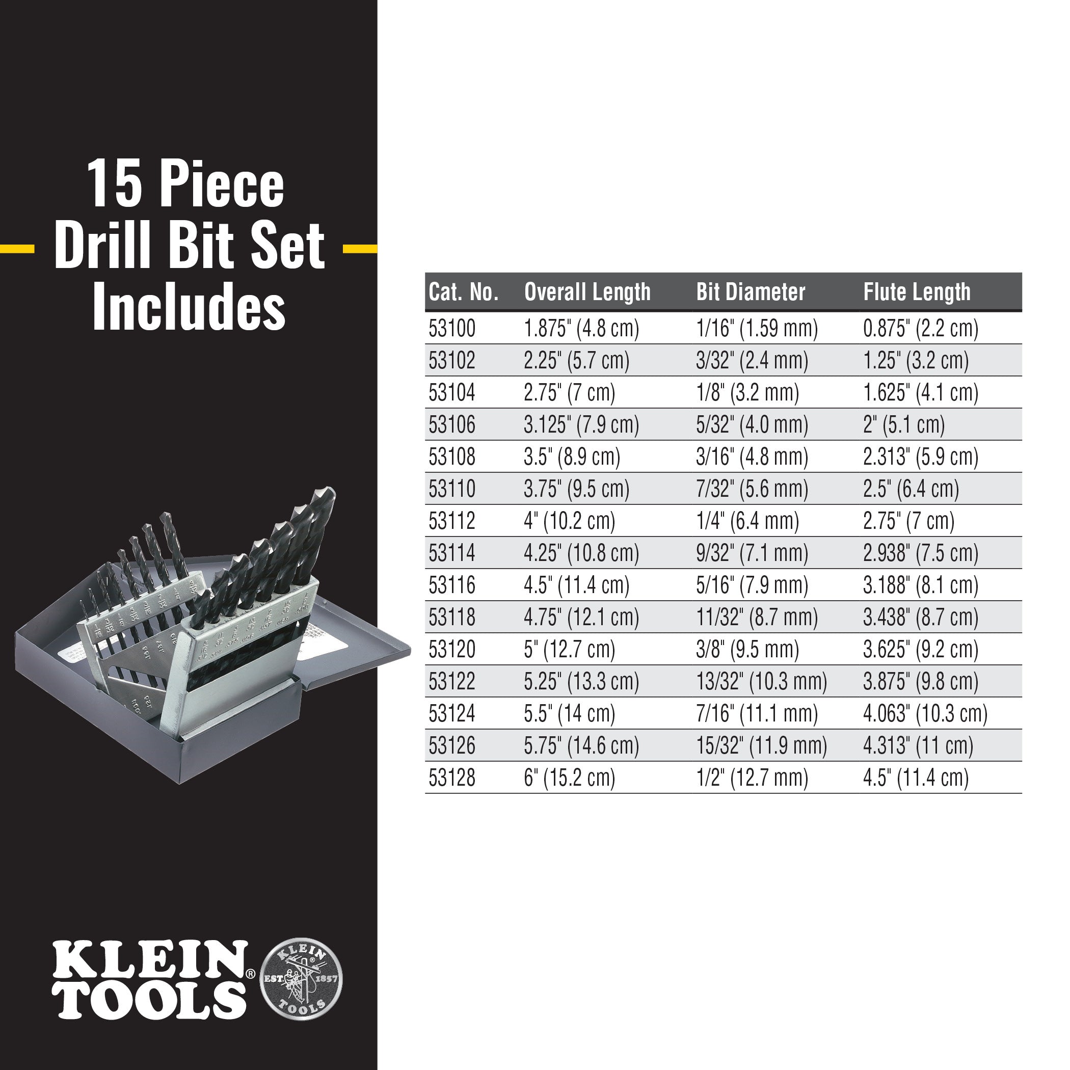 Klein 53001-15 Drill Bit Set 15in1