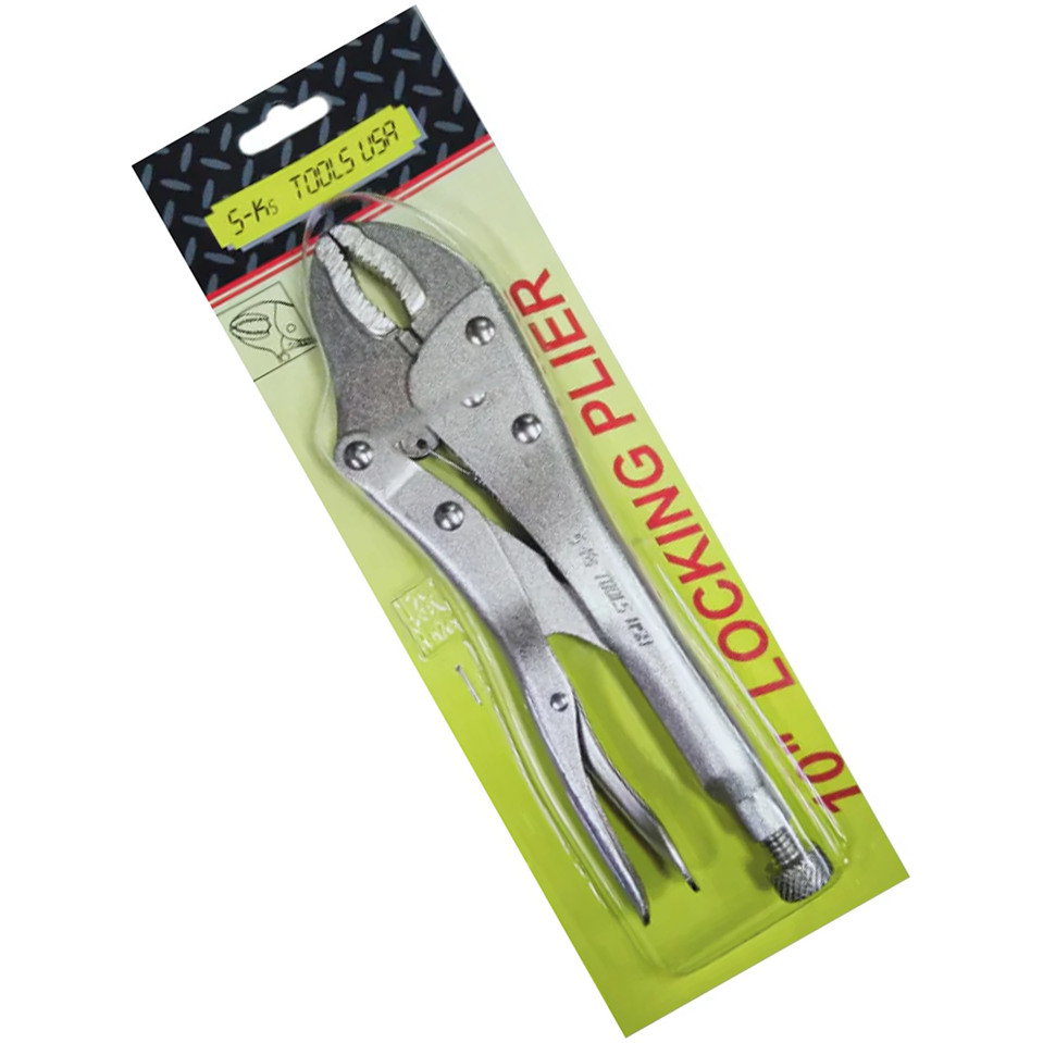 S-Ks 10AFNW-MCS Vise Grip Locking Pliers 10" Curved Jaw with Wire Cutter (Chrome) | SKS by KHM Megatools Corp.