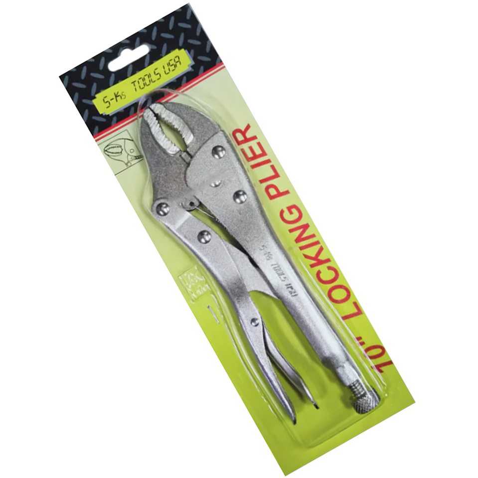 S-Ks 10AFNW-MCS Vise Grip Locking Pliers 10" Curved Jaw with Wire Cutter (Chrome) | SKS by KHM Megatools Corp.