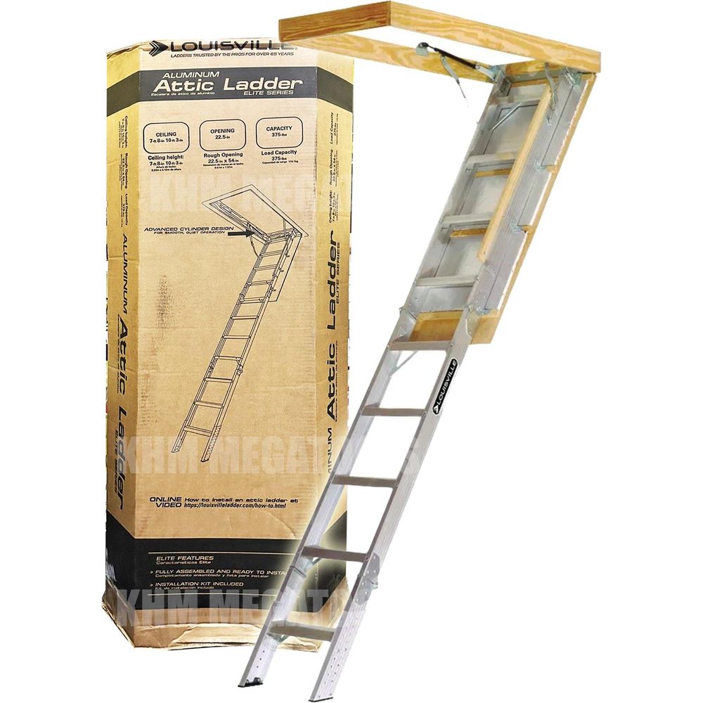 Louisville AA2210 Aluminum Attic Ladder "ELITE" 375 lbs