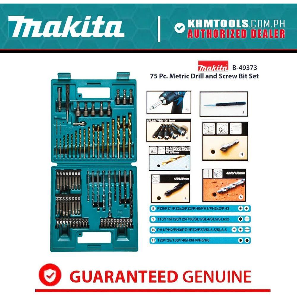 Makita B-49373 75 Pc. Metric Drill and Screw Bit Set | Makita by KHM Megatools Corp.