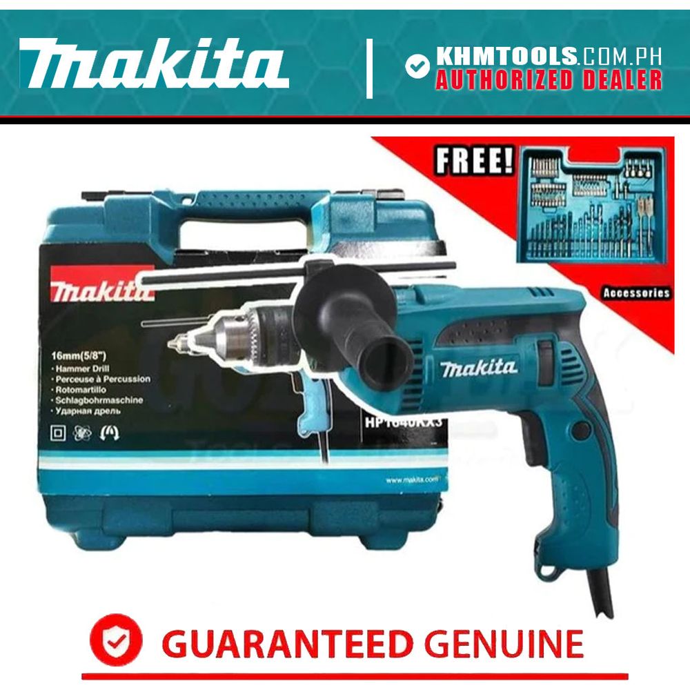 Makita HP1640KX3 Hammer Drill with Case (74pcs Accessories) | Makita by KHM Megatools Corp.
