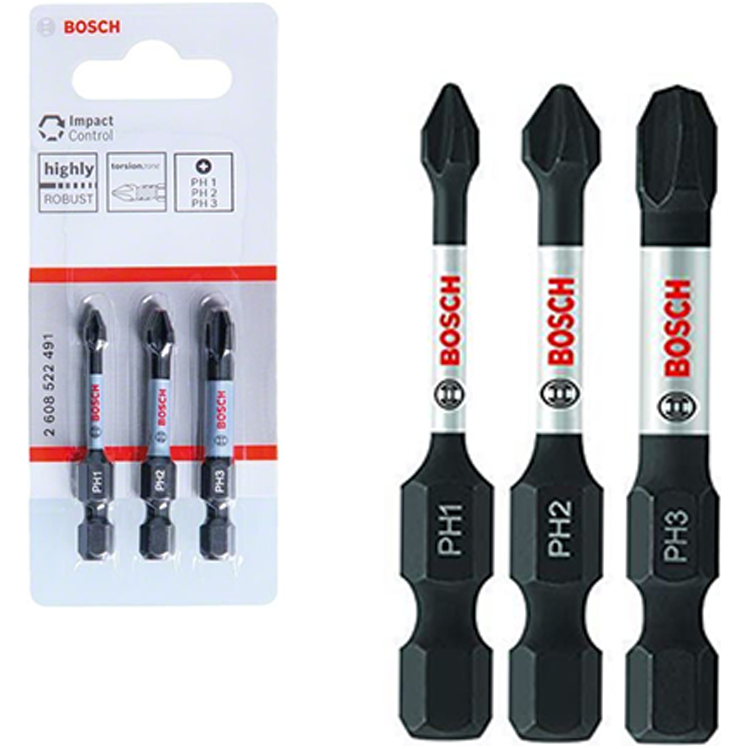 Bosch Impact Control Power Screw Bit Set 3Pcs (2608522491) | Bosch by KHM Megatools Corp.