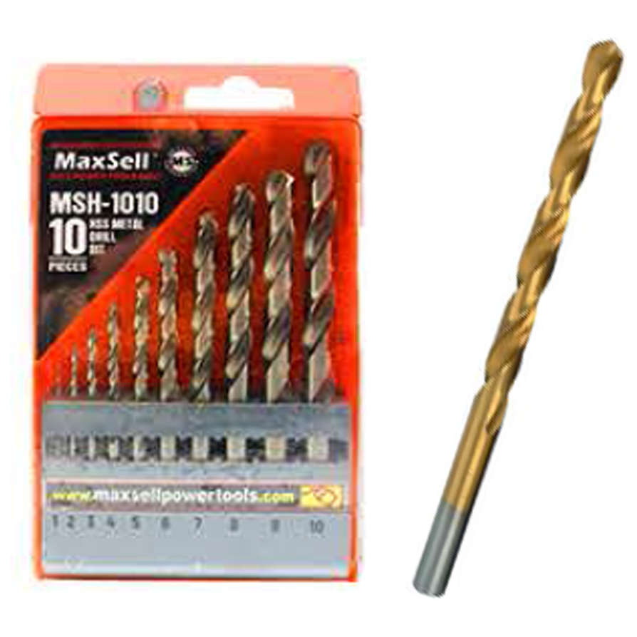 Maxsell Tools Maxsell MSH-1010 HSS Titanium Drill Bit Set 10Pcs | KHM Megatools Corp.