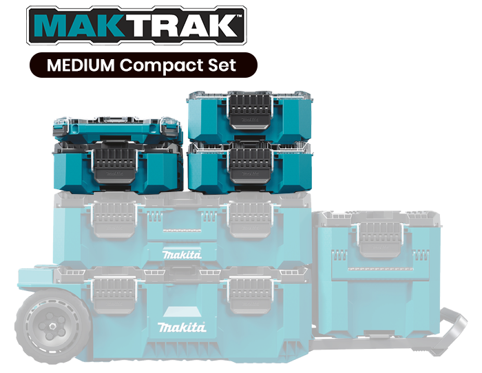 MakTrak medium compact set with multiple toolboxes on a white background