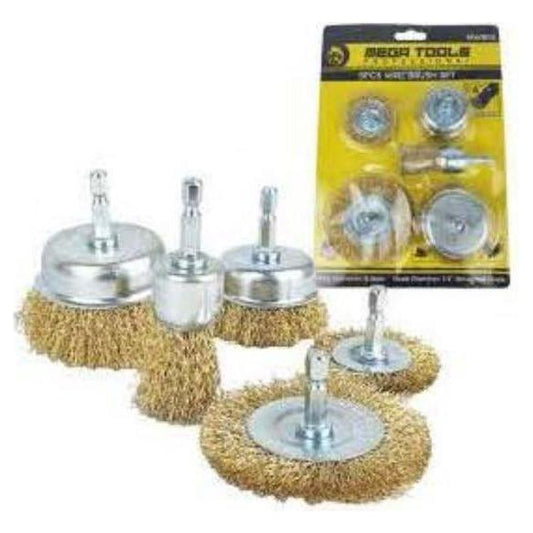 Megatools MWB5S 5pcs Wire Brush Set (1/4 "Hex Shank) - KHM Megatools Corp.