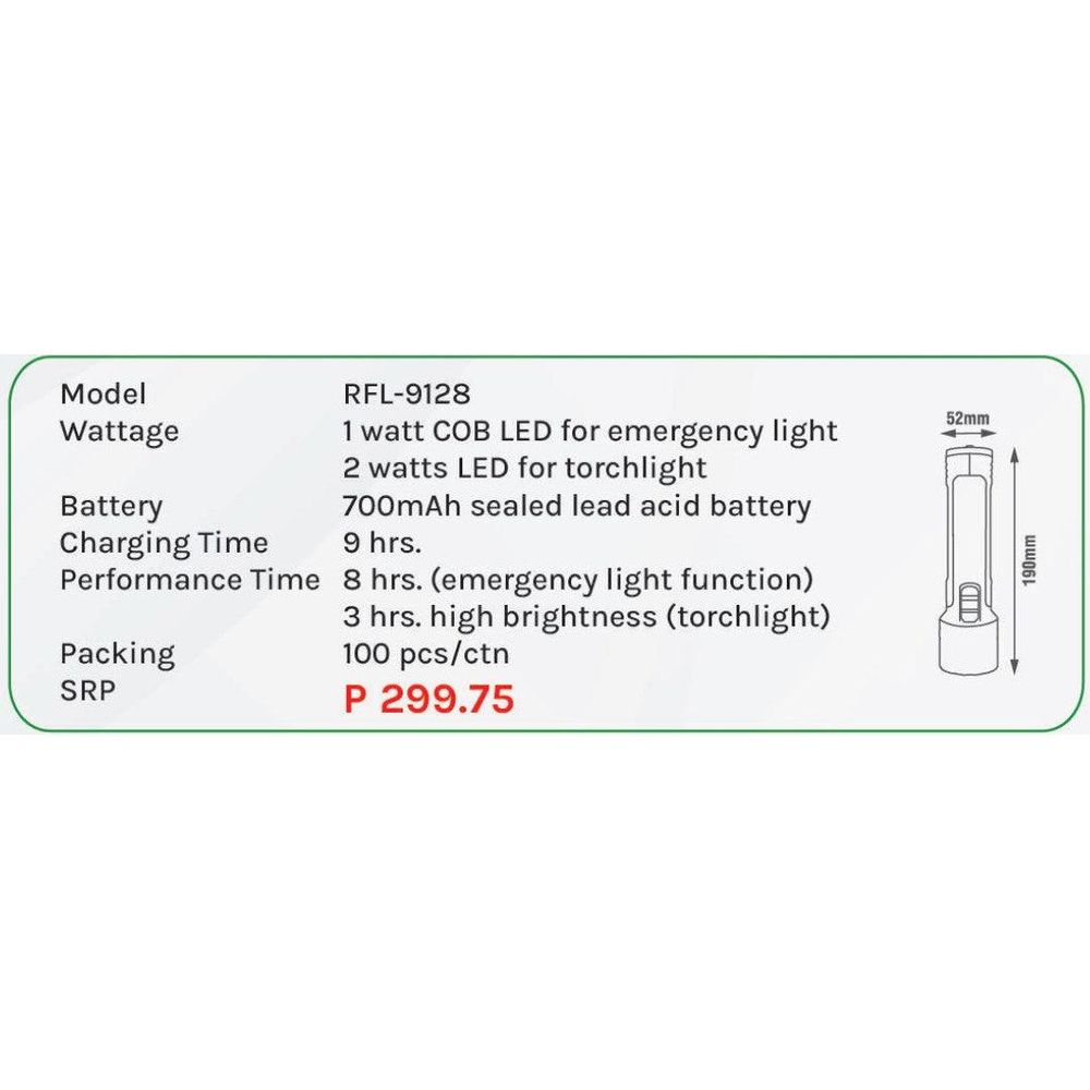 Omni RFL-9128 Emergency Torch Flashlight - KHM Megatools Corp.
