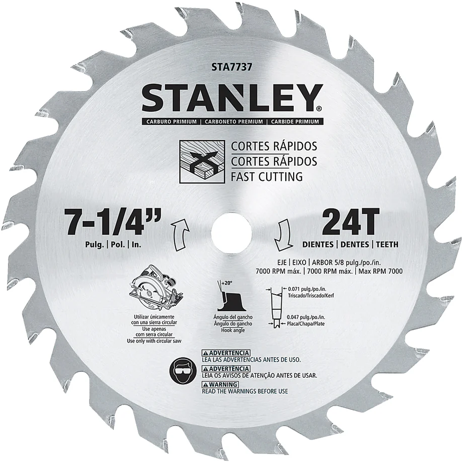 Stanley STA7737-AE Carbide Circular Saw Blade 7-1/4"x24T | Stanley by KHM Megatools Corp.