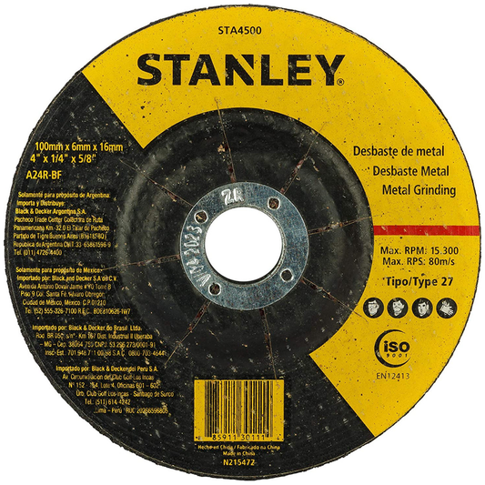 Stanley STA4500 Grinding Disc T27 4" | Stanley by KHM Megatools Corp.