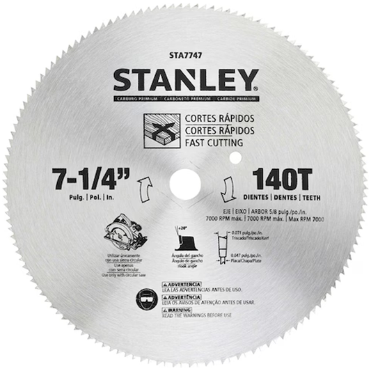 Stanley STA7747-AE HSS Carbide Circular Saw Blade 7-1/4" 140T 906