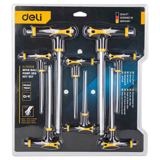 Deli EDL233208 T-Type Ball End Hex Key 8pcs | Deli by KHM Megatools Corp.