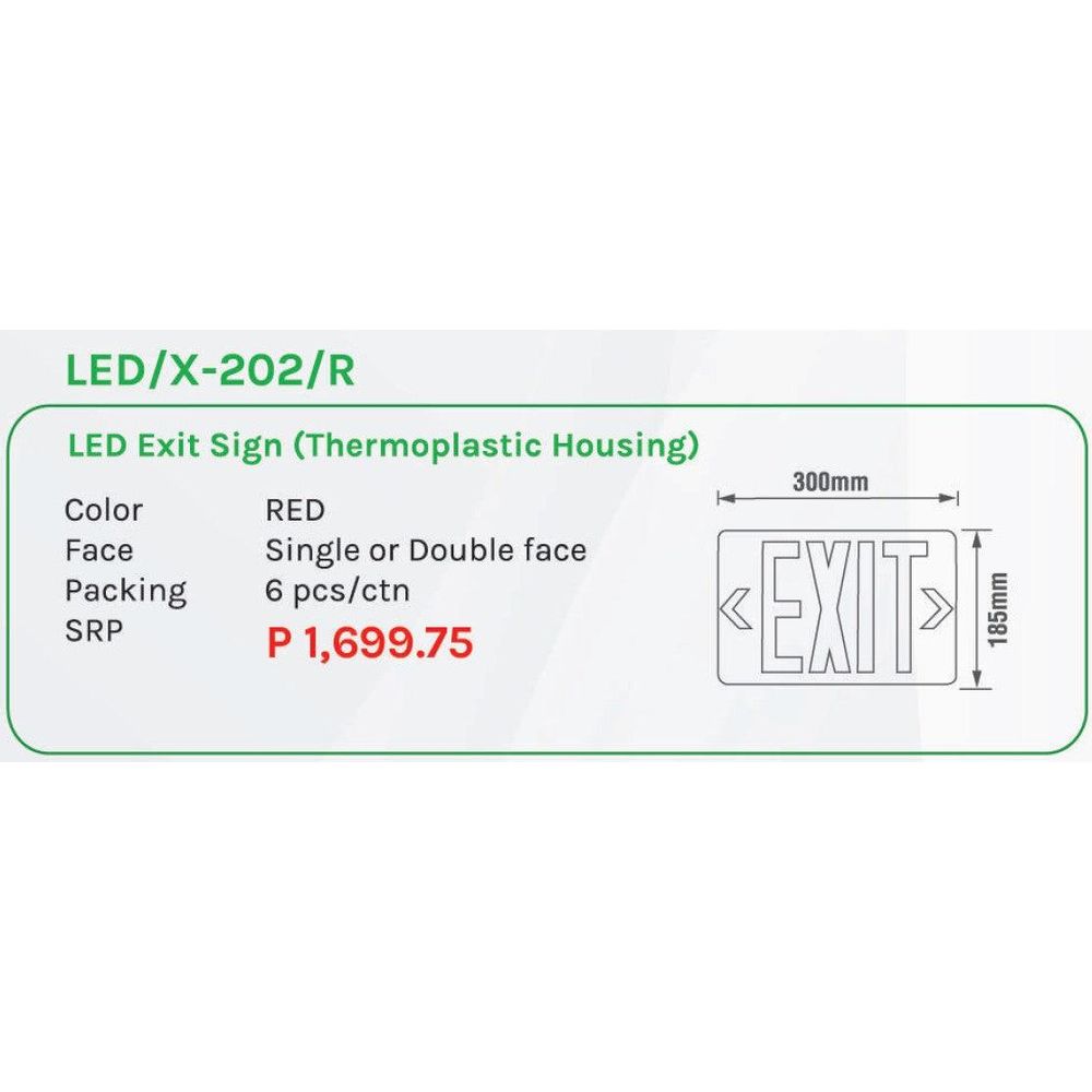 Omni LED X-202 R Exit Sign (Thermoplastic Housing) - KHM Megatools Corp.