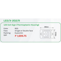 Omni LED X-202 R Exit Sign (Thermoplastic Housing) - KHM Megatools Corp.