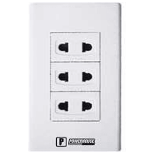 Powerhouse Electric 3 Gang Plate w/ Universal Outlet 3Pc - KHM Megatools Corp.