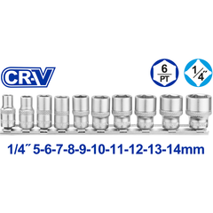 Wadfow WST4410 1/4" Socket Set 10Pcs | Wadfow by KHM Megatools Corp.