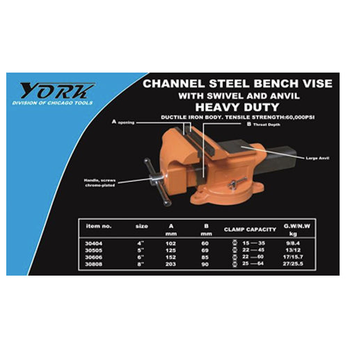 York Channel Steel Bench Vise Swivel with Anvil | UT by KHM Megatools Corp. Main image