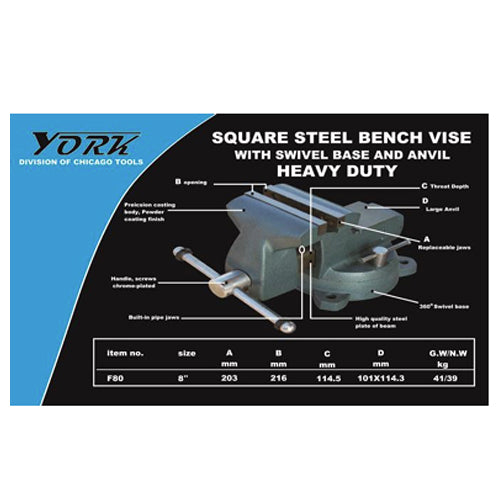 York Square Steel Bench Vise Swivel with Anvil | UT by KHM Megatools Corp.