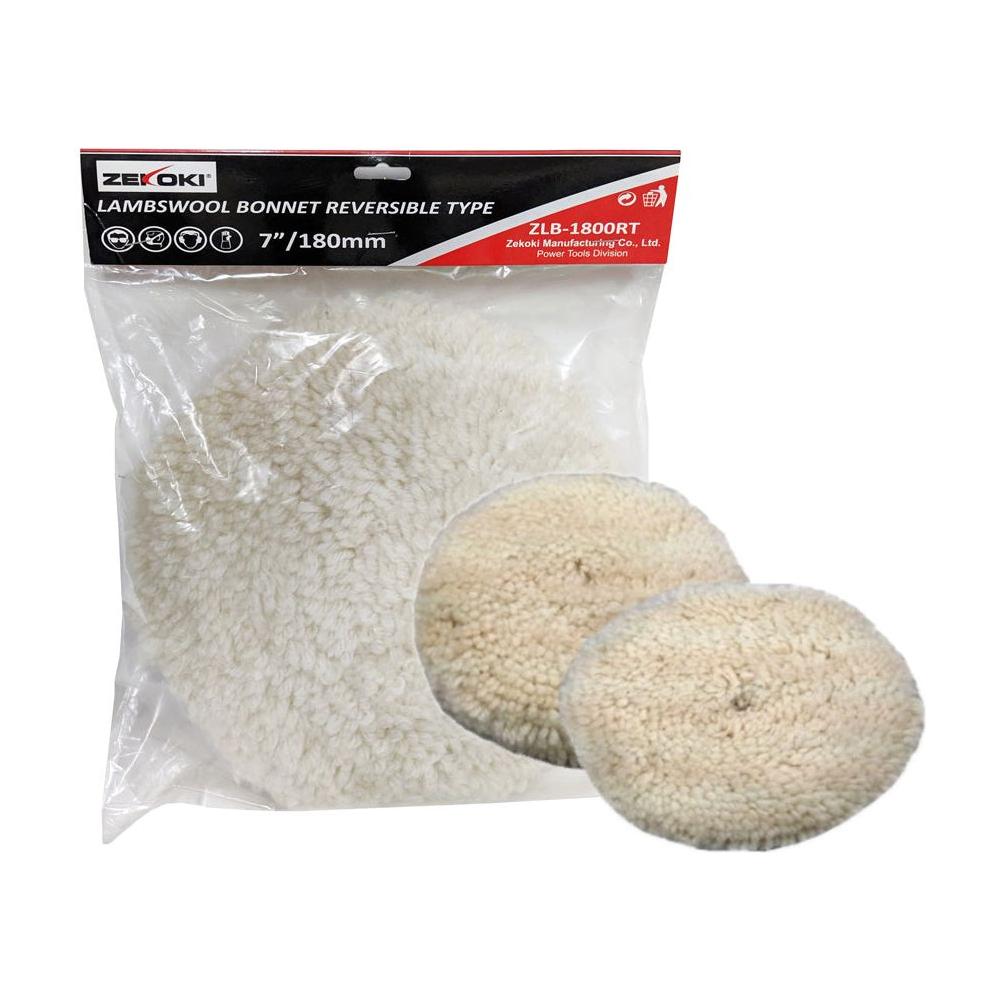 Zekoki ZLB-1800RT Lambswool Bonnet 7" (Reversible M16) for Polisher | Zekoki by KHM Megatools Corp. Main image