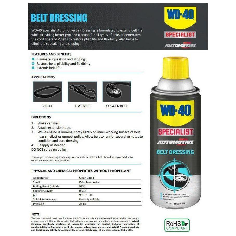 WD-40 Specialist Auto Belt Dressing 360ml (WD-AMC-BD360) - KHM Megatools Corp.