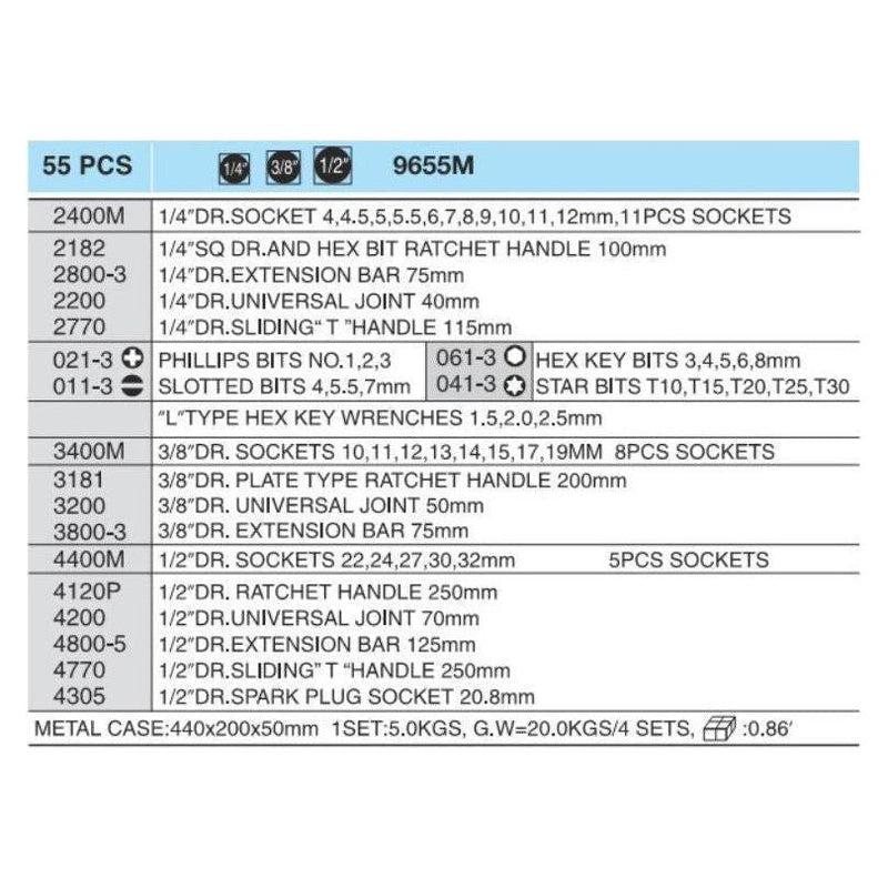 Socket Wrench Set - 1/2