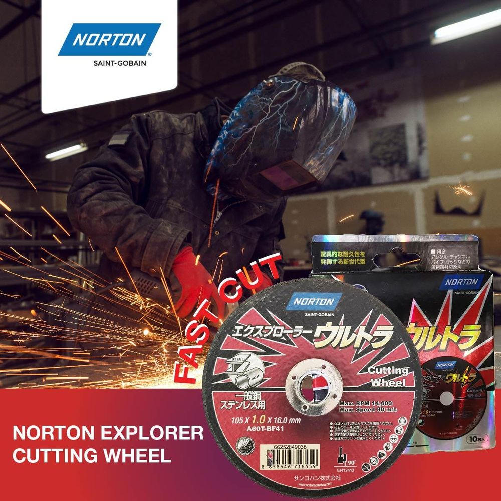 Norton S/S Super Thin Cut Off Wheel 4" (105mm) for Metal [Explorer Ultra] - KHM Megatools Corp.