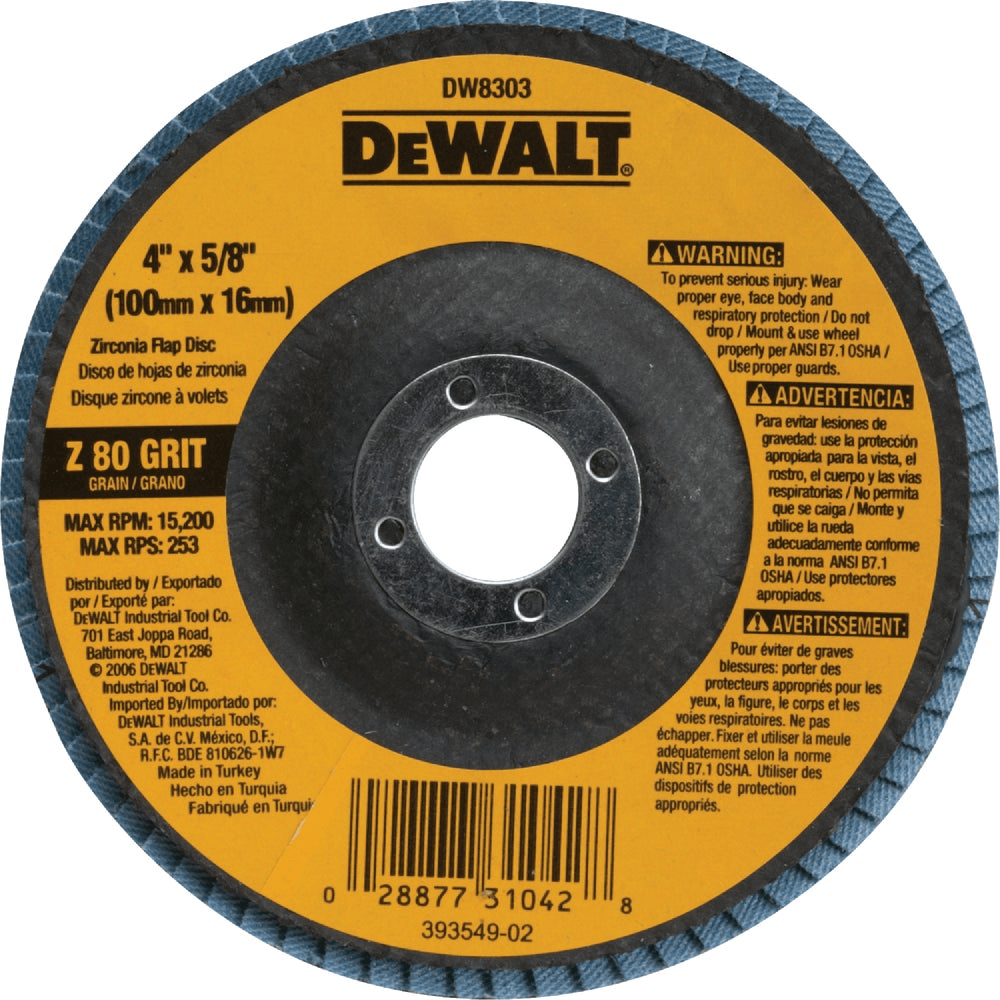 Dewalt DW8303 Flap Disc 4" Grit 80 - KHM Megatools Corp.