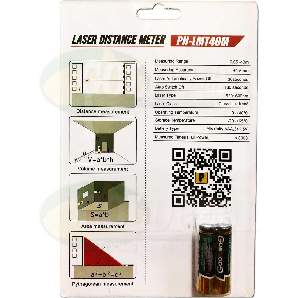 Powerhouse PH-LMT40M Laser Range finder / Distance Measurer - Goldpeak Tools PH Powerhouse