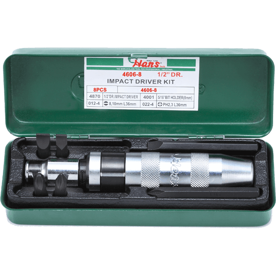 Hans 4606-8 Impact Driver Set 1/2" Drive with 6 pcs Bit - KHM Megatools Corp. Main image