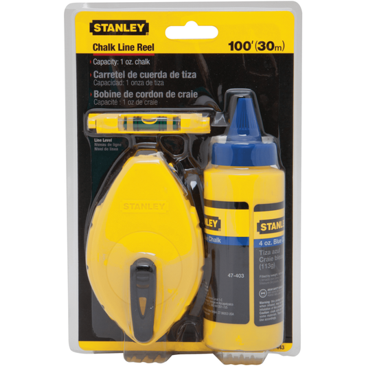 Stanley (Blue) Regular Chalk and Line Level Set 3pcs | Stanley by KHM Megatools Corp.