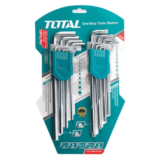 Total THT106KT0181 18pcs Hex & Torch Allen Wrench Key Set | Total by KHM Megatools Corp.