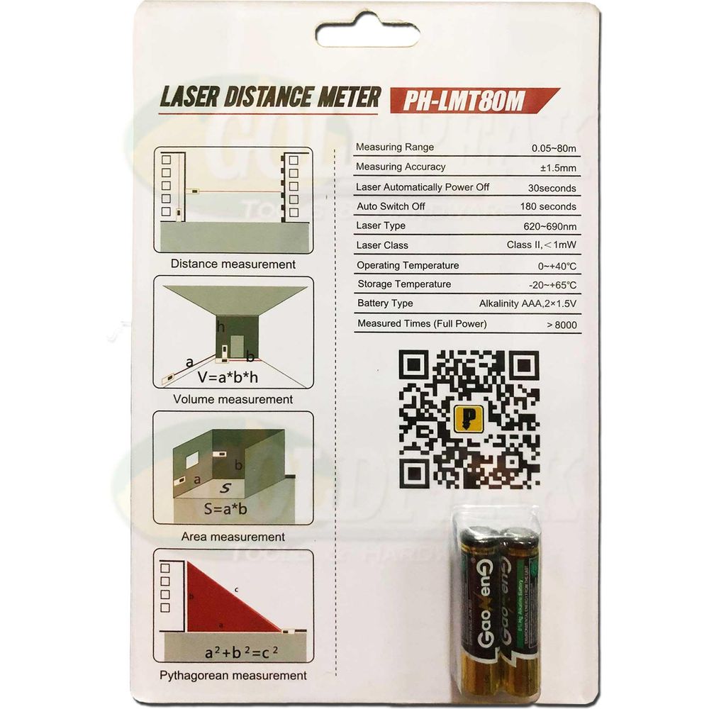 Powerhouse PH-LMT80M Laser Range Finder / Distance Measurer - Goldpeak Tools PH Powerhouse