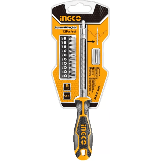 Ingco AKSDFL1208 12pcs Flexible Shaft Screwdriver Set - KHM Megatools Corp.